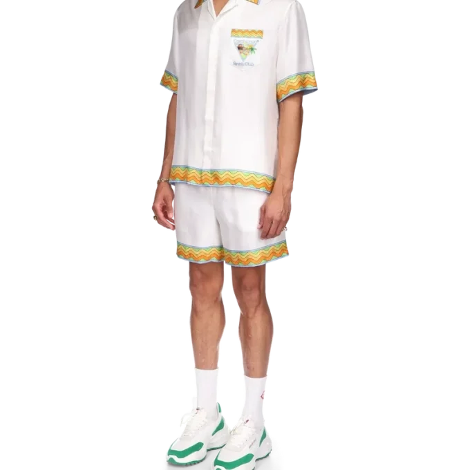 Afro Cubism Tennis Club silke-skjorte
