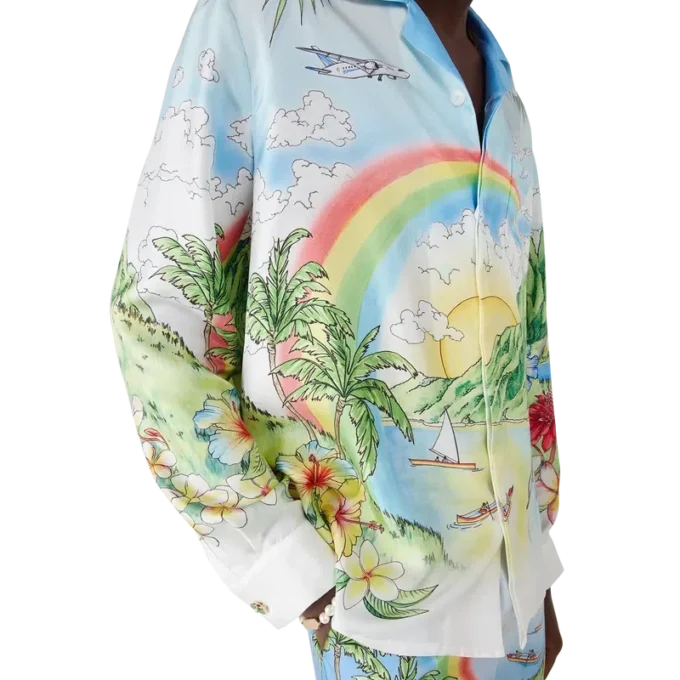Aloha langærmet silke-skjorte
