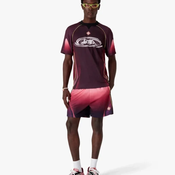 Aubergine-fodboldshorts med farveovergang