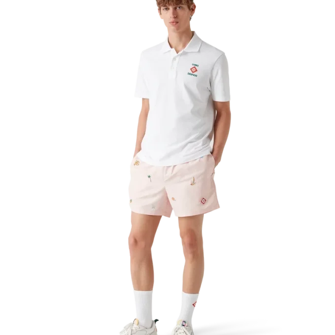 Badeshorts med broderet motiv