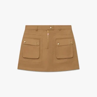 Beige bomuldsmin Nederdel med lommer