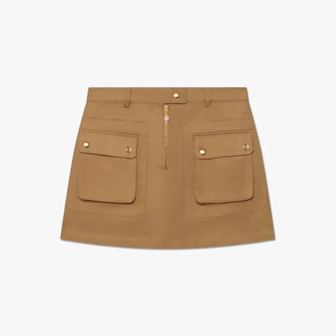 Beige bomuldsmin Nederdel med lommer