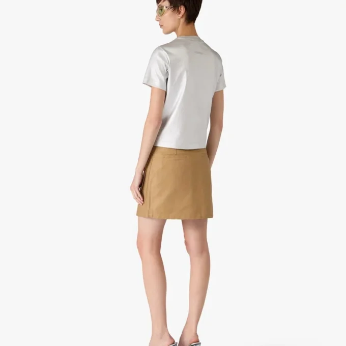 Beige bomuldsmin Nederdel med lommer