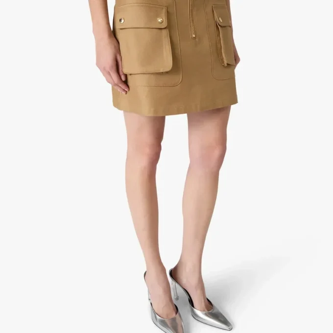 Beige bomuldsmin Nederdel med lommer