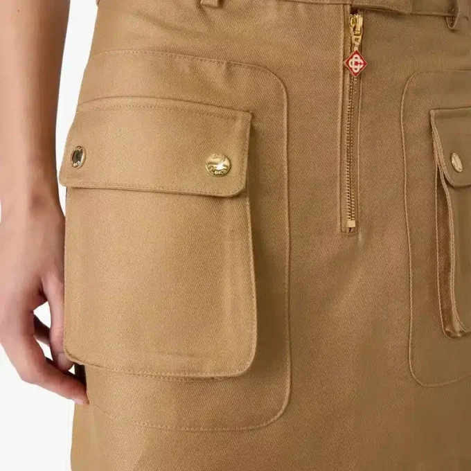 Beige bomuldsmin Nederdel med lommer