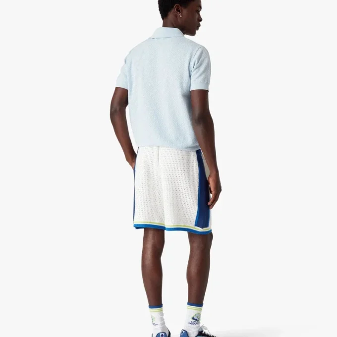 Blå Pointelle Monogram kortærmet poloshirt
