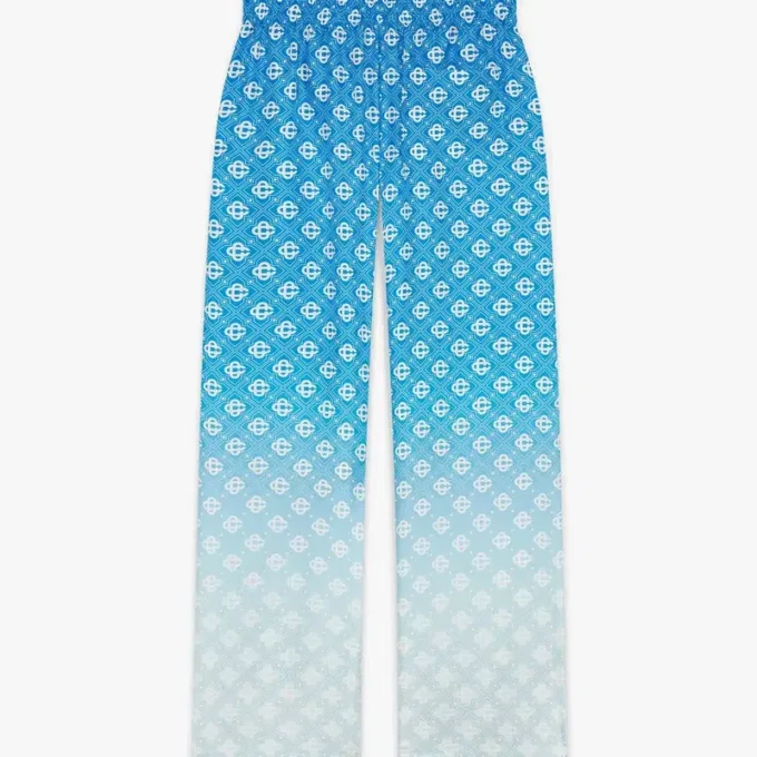 Blå silke-bukser med Diamond Monogram i farveovergang