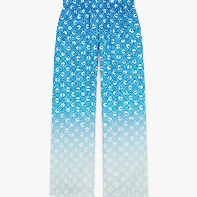 Blå silke-bukser med Diamond Monogram i farveovergang