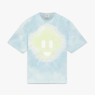 Blå tie-dye oversized CC Smile kortærmet T-shirt