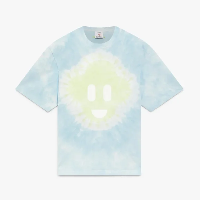 Blå tie-dye oversized CC Smile kortærmet T-shirt