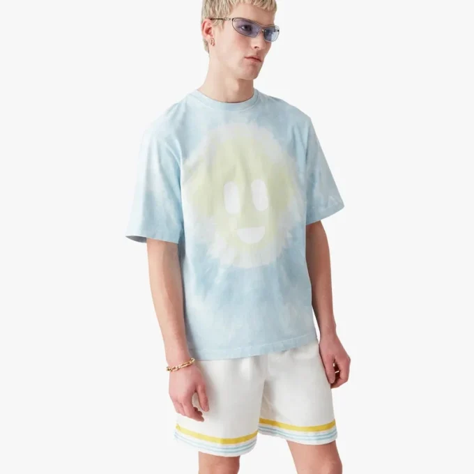 Blå tie-dye oversized CC Smile kortærmet T-shirt