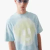 Blå tie-dye oversized CC Smile kortærmet T-shirt