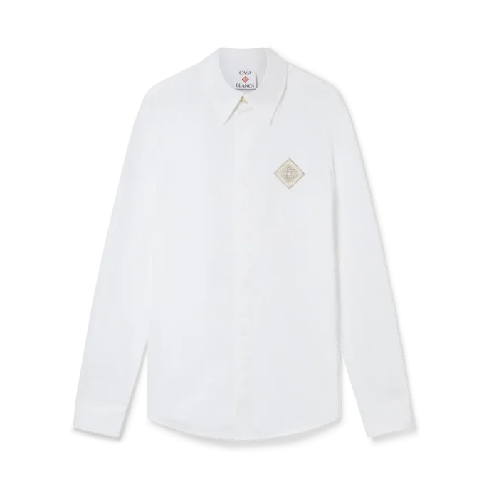 Bomuldsskjorte med perle-diamant-patch Bomuldsskjorte med perle-diamant-patch