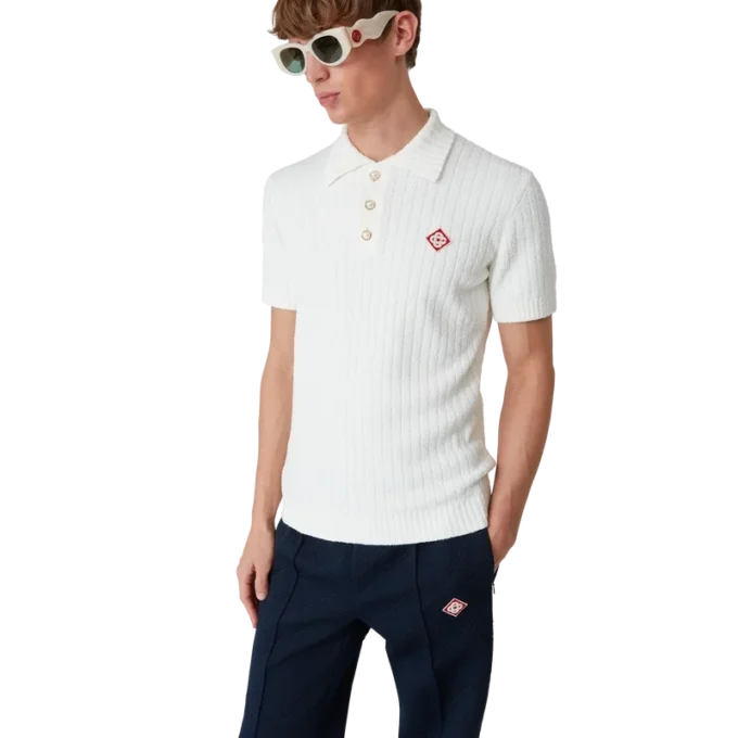 Bouclé-poloskjorte