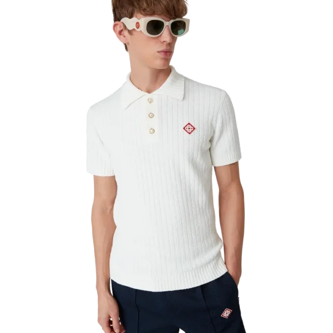 Bouclé-poloskjorte