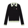 Bouclé-poloskjorte med lange ærmer