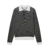 Bouclé-stribet langærmet poloshirt