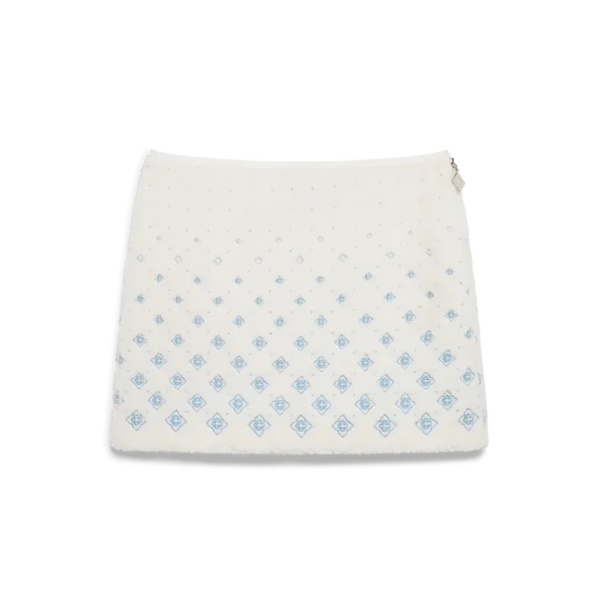 Broderet fleece-nederdel med monogram i farveovergang