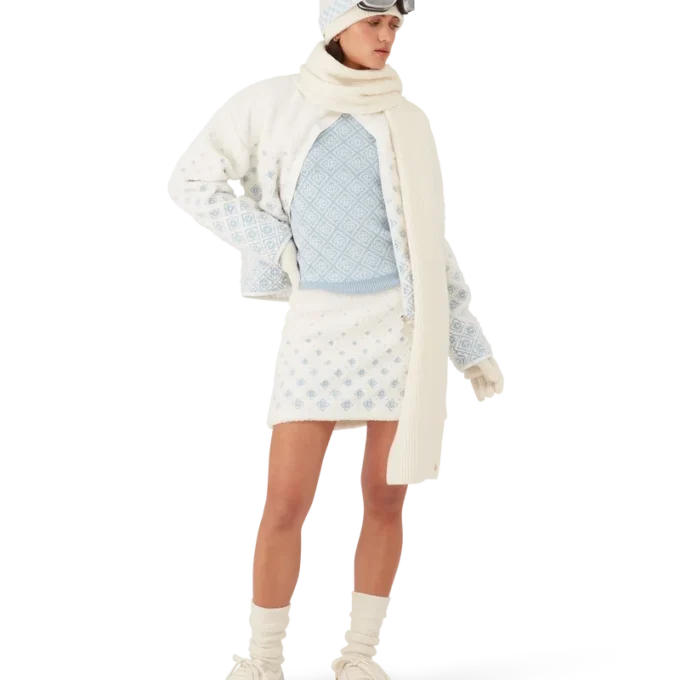 Broderet fleece-nederdel med monogram i farveovergang