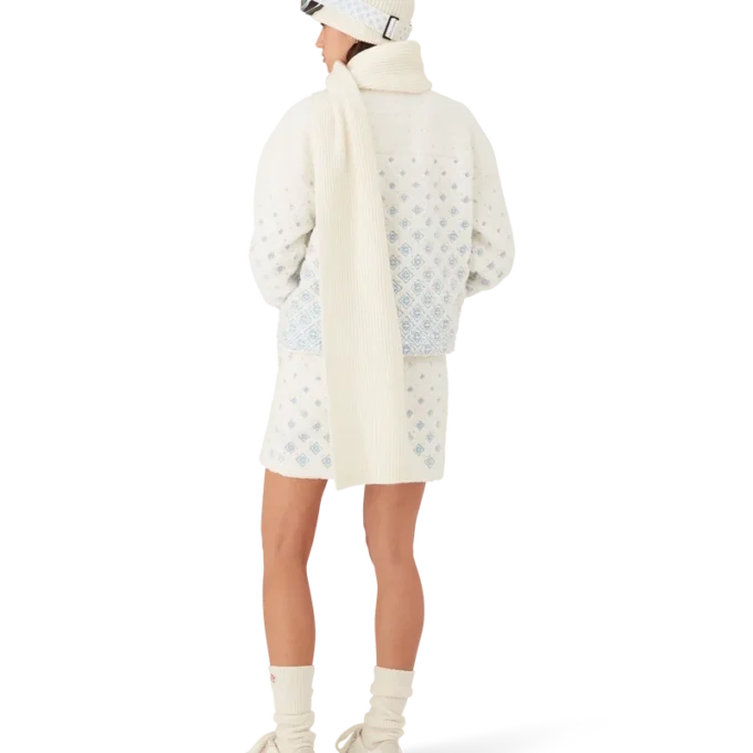 Broderet fleece-nederdel med monogram i farveovergang