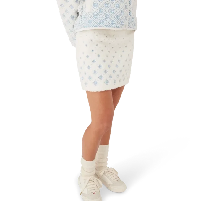 Broderet fleece-nederdel med monogram i farveovergang