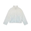 Broderet kort fleecejakke med monogram i farveovergang