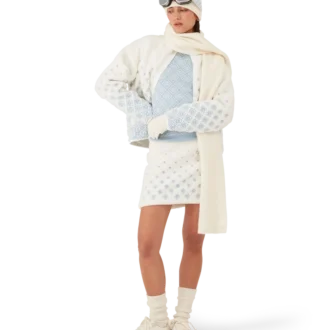 Broderet kort fleecejakke med monogram i farveovergang