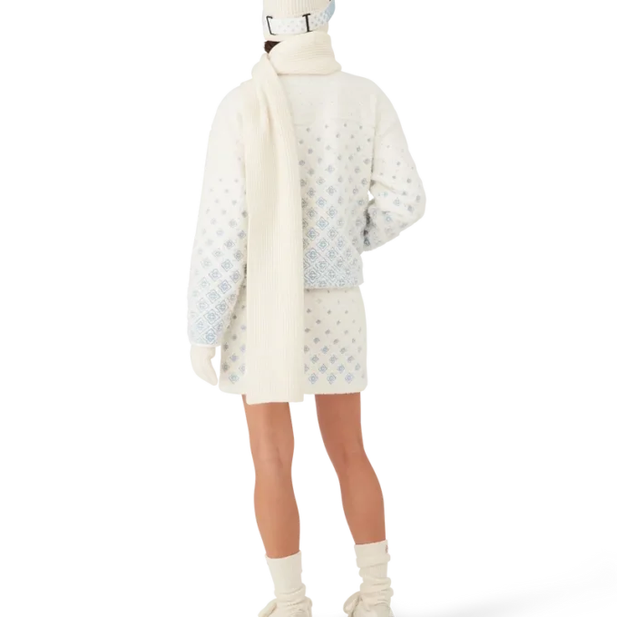 Broderet kort fleecejakke med monogram i farveovergang