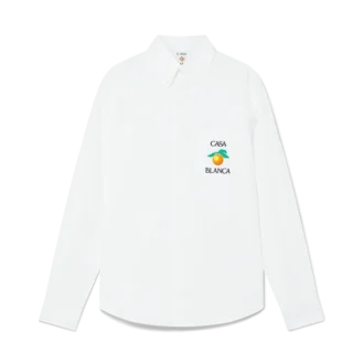 Broderet orange Oxford-skjorte