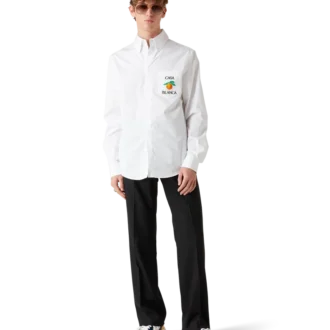 Broderet orange Oxford-skjorte