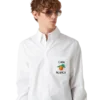 Broderet orange Oxford-skjorte