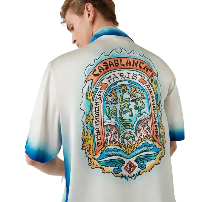Casa Way Skate kortærmet silke-skjorte