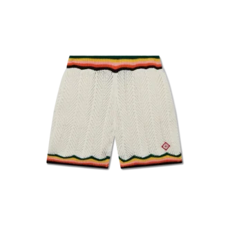 Chevron-shorts med blonder