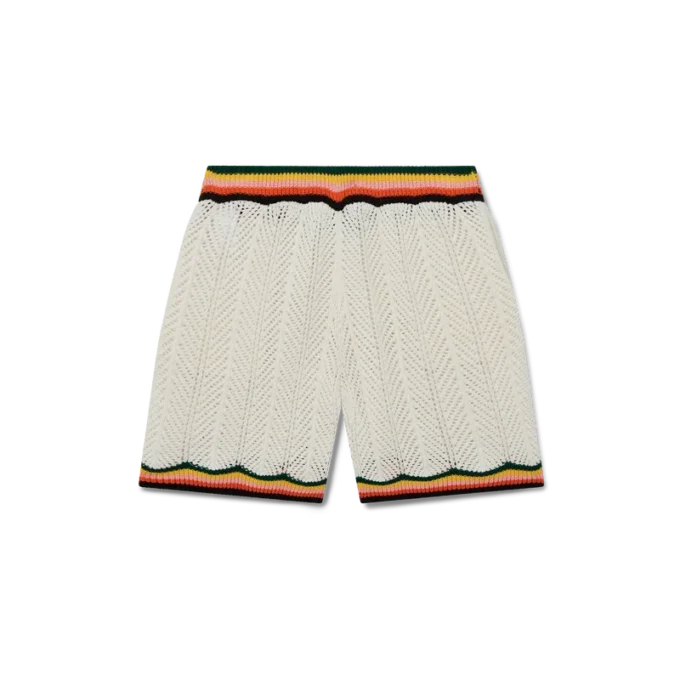 Chevron-shorts med blonder