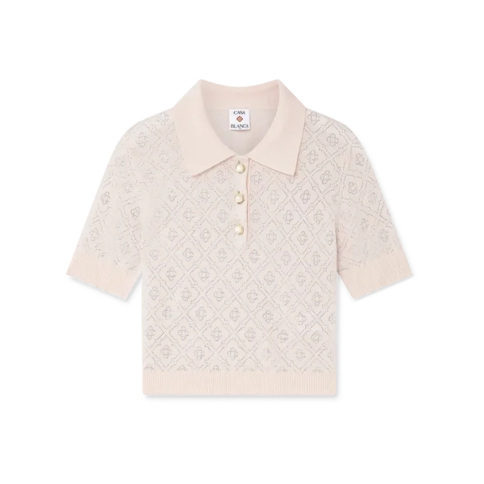 Crystal Monogram strikket poloshirt