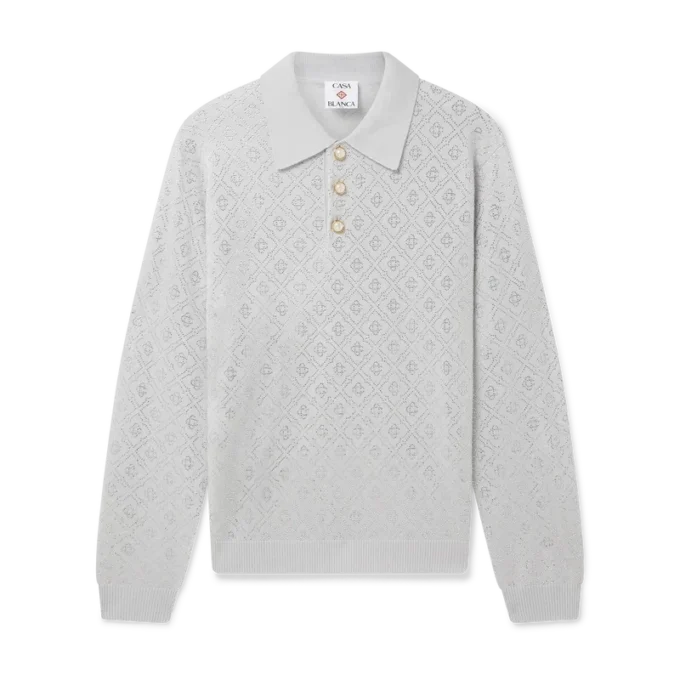 Crystal Monogram strikket poloshirt