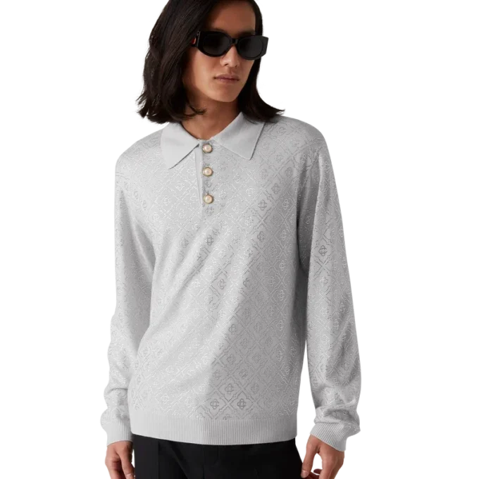 Crystal Monogram strikket poloshirt