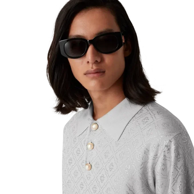 Crystal Monogram strikket poloshirt