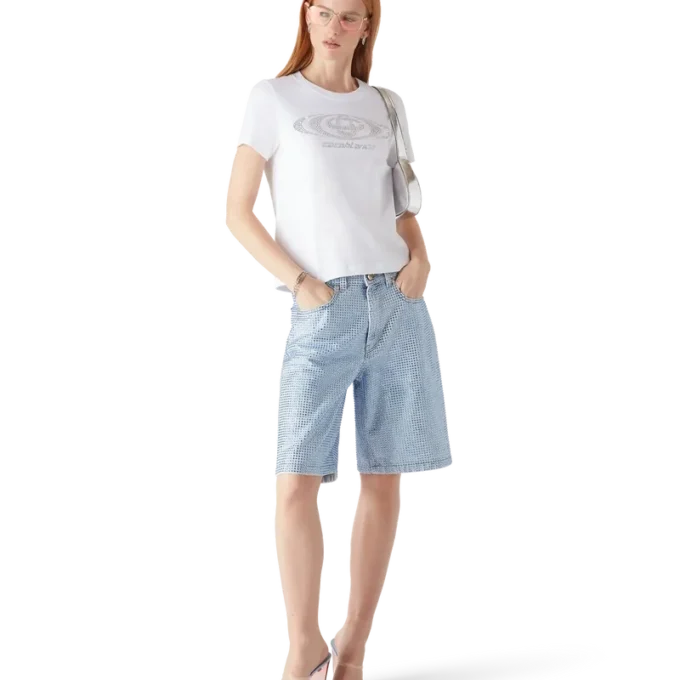 Crystal Warped Logo T-shirt med kort ærme i shorts