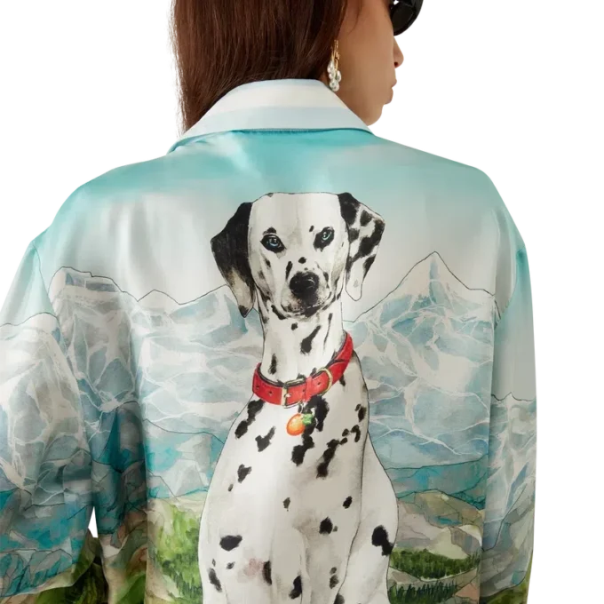 Dalmatian a La Montange langærmet silke-skjorte