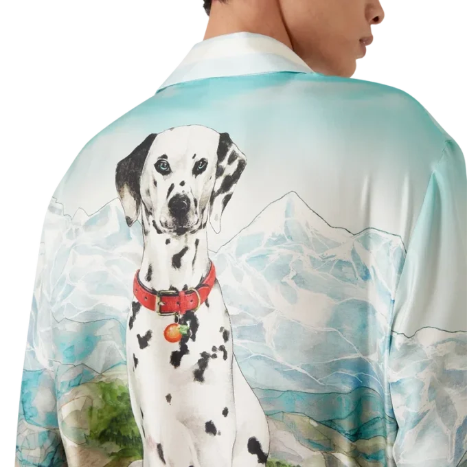 Dalmatian a La Montange langærmet silke-skjorte