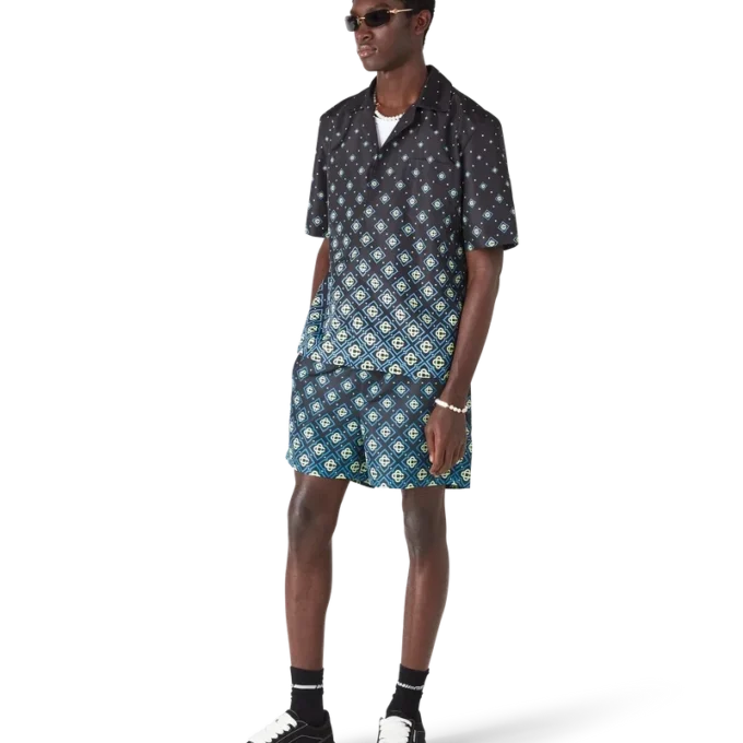 Degrade sort monogram-badetøj med korte Shorts