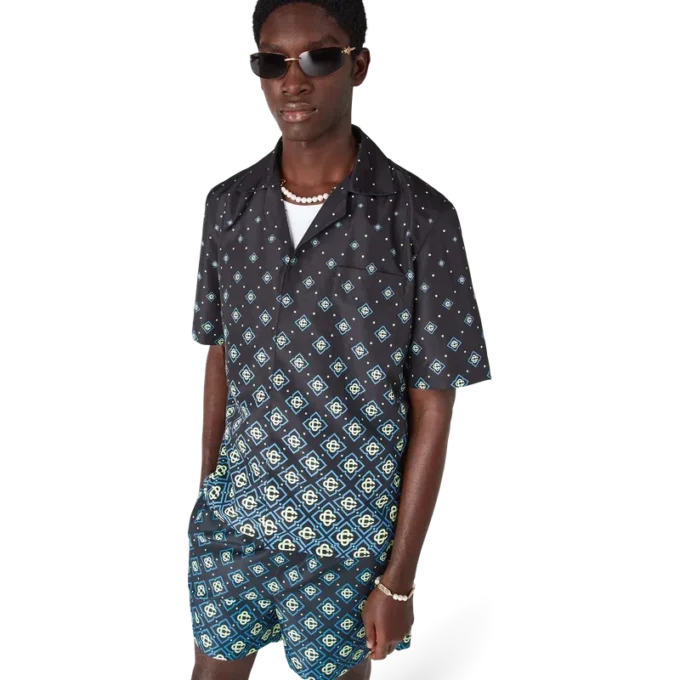 Degrade sort monogram-badetøj med korte Shorts