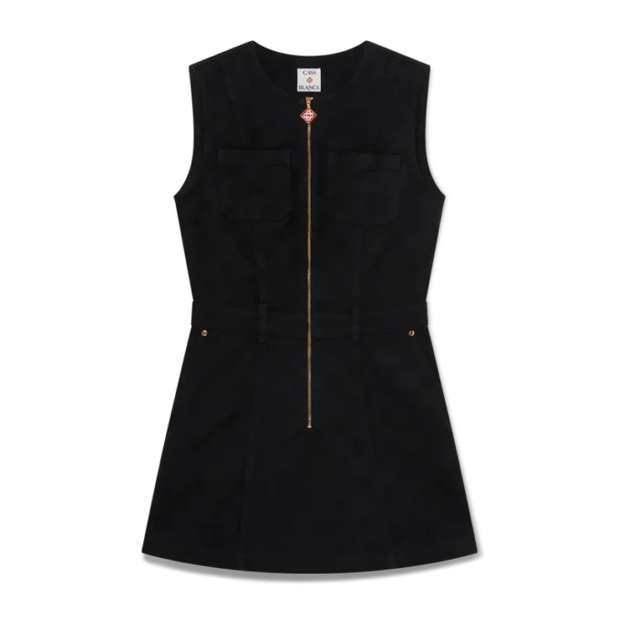Denim Monogram Zip-kjole
