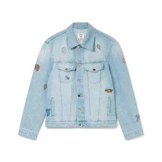 Denimjakke med broderet motiv