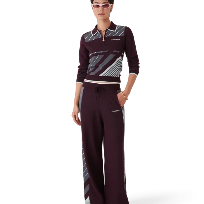 Diagonal Tennis Merino langærmet poloshirt