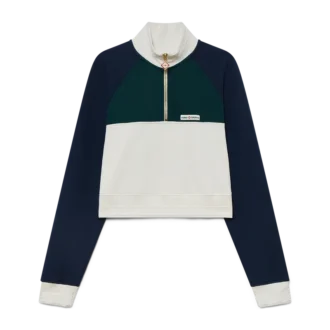 Farveblokket kort sweatshirt med kvartlængde lynlås
