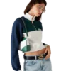 Farveblokket kort sweatshirt med kvartlængde lynlås