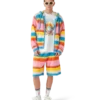 Fluffy Stripe Oversized Hooded Sweatshirt