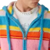 Fluffy Stripe Oversized Hooded Sweatshirt